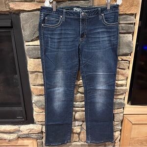 Rock 47 Wrangler Blue Denim Jeans women’s size 11/34.‎